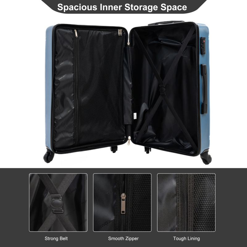 Tripcomp Luggage Sets 3 Piece,Travel Backpack Hardside Suitcase with Spinner Wheels Lightweight Carry On (Blue)