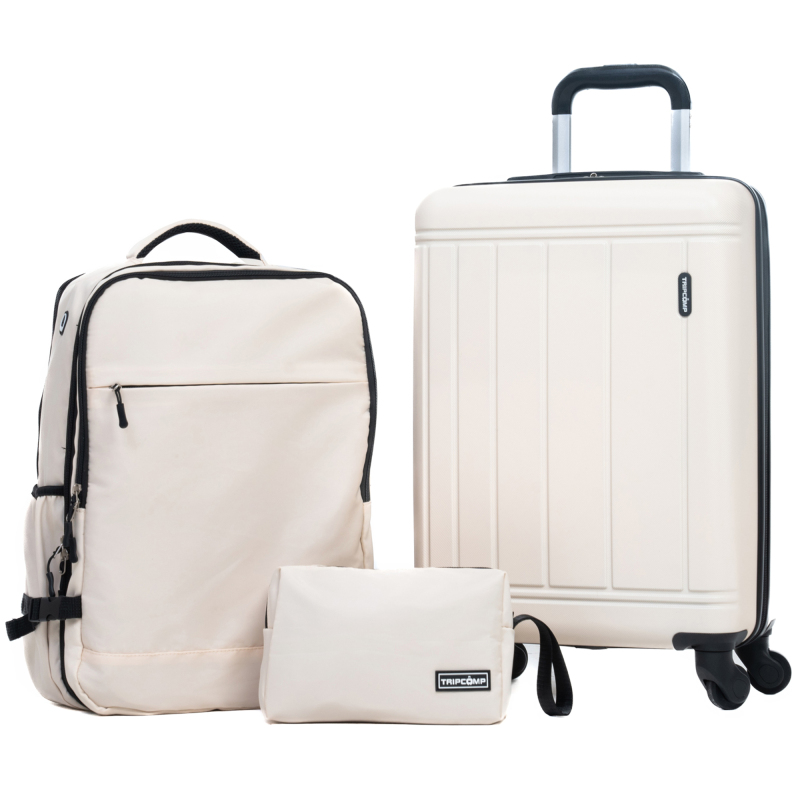 Tripcomp Luggage Sets 3 Piece,Travel Backpack Hardside Suitcase with Spinner Wheels Lightweight Carry On (White)