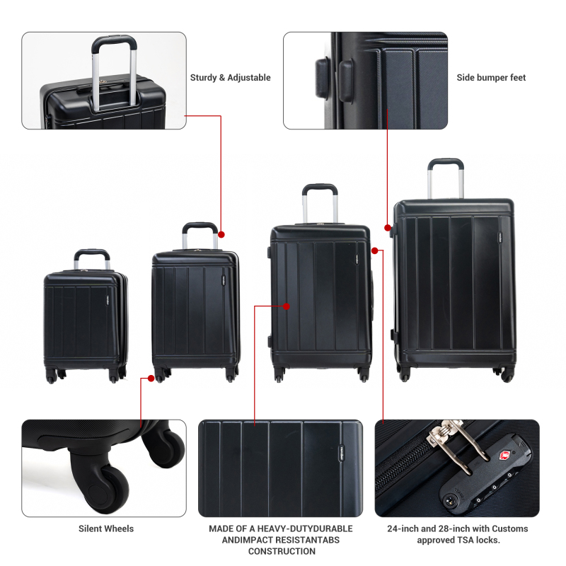 Tripcomp 6 Piece Hardside Luggage Sets Spinner Wheels with TSA Lock Lightweight Suitcase with backpacks(blue)Tripcomp 6 Piece Hardside Luggage Sets Spinner Wheels with TSA Lock Lightweight Suitcase with backpacks(Black)