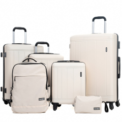 Tripcomp 6-teiliges Hartschalen-Gepäckset mit Spinner-Rädern und TSA-Schloss, leichter Koffer mit Rucksäcken (blau) Tripcomp 6-teiliges Hartschalen-Gepäckset mit Spinner-Rädern und TSA-Schloss, leichter Koffer mit Rucksäcken (weiß)