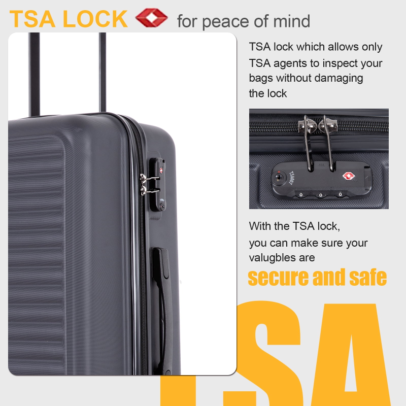 Travelhouse 3 Piece Hardside Luggage Set Hardshell Lightweight Suitcase with TSA Lock Spinner Wheels 20in24in28in.(Black)