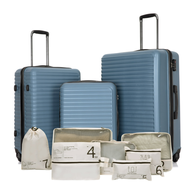 Travelhouse 3 Piece Hardside Luggage Set Hardshell Lightweight Suitcase with TSA Lock Spinner Wheels 20in24in28in.(Blue)