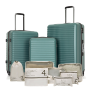 Travelhouse 3 Piece Hardside Luggage Set Hardshell Lightweight Suitcase with TSA Lock Spinner Wheels 20in24in28in.(Dark Green)