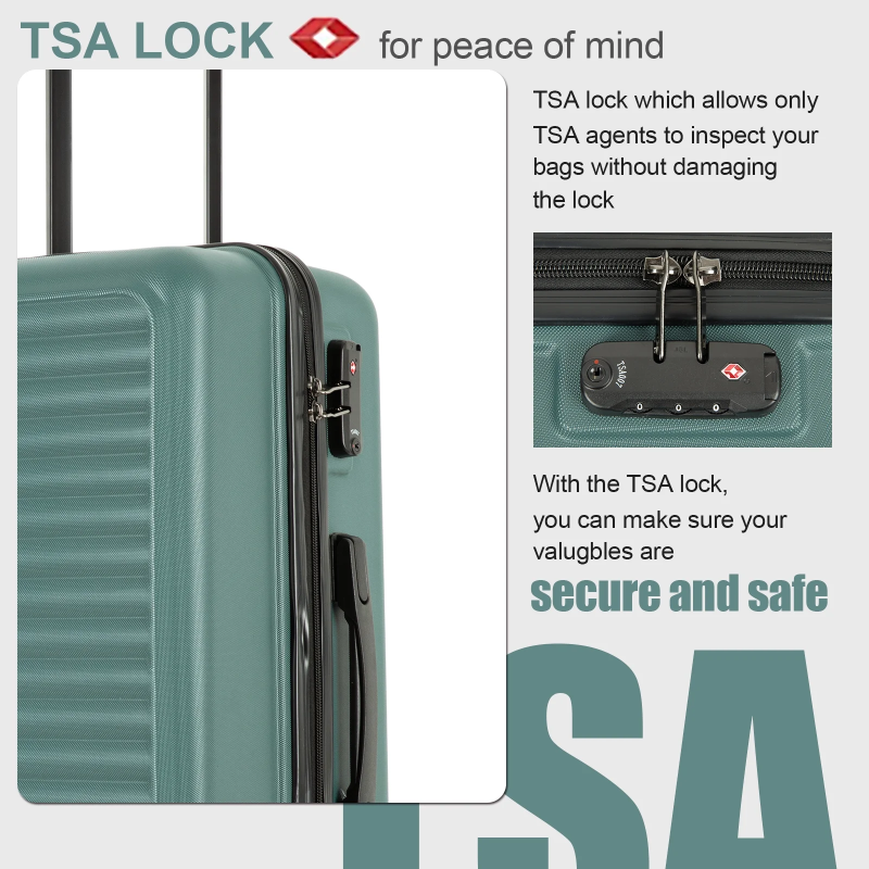 Travelhouse 3 Piece Hardside Luggage Set Hardshell Lightweight Suitcase with TSA Lock Spinner Wheels 20in24in28in.(Dark Green)