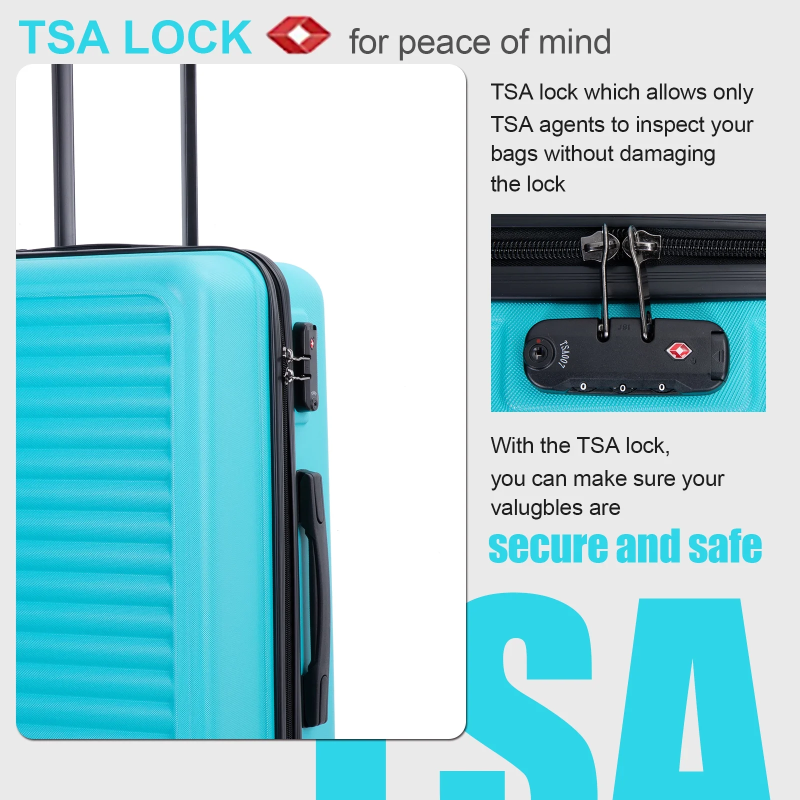 Travelhouse 3 Piece Hardside Luggage Set Hardshell Lightweight Suitcase with TSA Lock Spinner Wheels 20in24in28in.(Light Green)