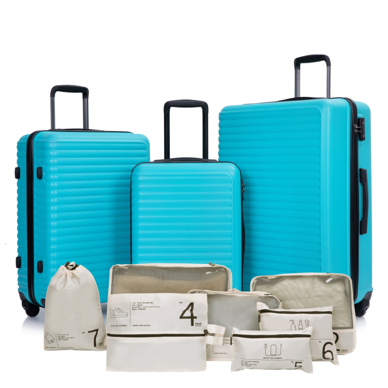 Travelhouse 3 Piece Hardside Luggage Set Hardshell Lightweight Suitcase with TSA Lock Spinner Wheels 20in24in28in.(Light Green)