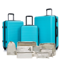 Travelhouse 3 Piece Hardside Luggage Set Hardshell Lightweight Suitcase with TSA Lock Spinner Wheels 20in24in28in.(Light Green)