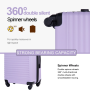 Travelhouse 3 Piece Hardside Luggage Set Hardshell Lightweight Suitcase with TSA Lock Spinner Wheels 20in24in28in.(Light Purple)