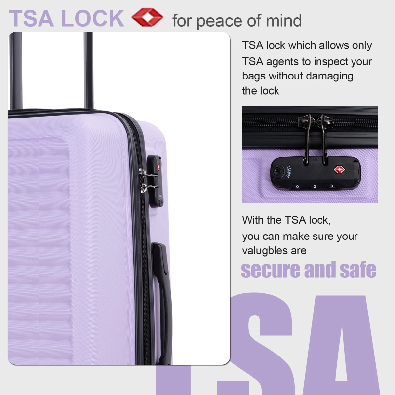 Travelhouse 3 Piece Hardside Luggage Set Hardshell Lightweight Suitcase with TSA Lock Spinner Wheels 20in24in28in.(Light Purple)
