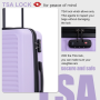 Travelhouse 3 Piece Hardside Luggage Set Hardshell Lightweight Suitcase with TSA Lock Spinner Wheels 20in24in28in.(Light Purple)