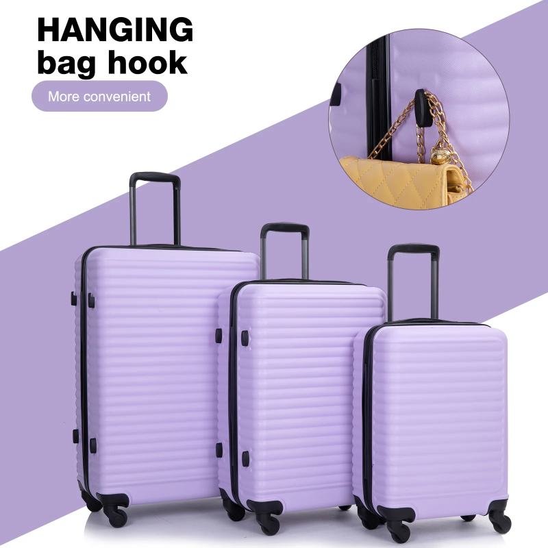 Travelhouse 3 Piece Hardside Luggage Set Hardshell Lightweight Suitcase with TSA Lock Spinner Wheels 20in24in28in.(Light Purple)