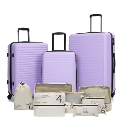 Travelhouse - Juego de 3 maletas rígidas ligeras con ruedas giratorias y cerradura TSA (20 x 24 x 28 pulgadas, morado claro)
