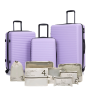 Travelhouse 3 Piece Hardside Luggage Set Hardshell Lightweight Suitcase with TSA Lock Spinner Wheels 20in24in28in.(Light Purple)