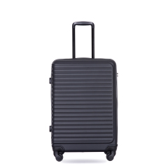 CV 3 Piece Luggage Sets ABS Lightweight Suitcase with Two Hooks, Spinner Wheels, TSA Lock, (20/24/28) Black