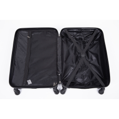 CV 3 Piece Luggage Sets ABS Lightweight Suitcase with Two Hooks, Spinner Wheels, TSA Lock, (20/24/28) Black