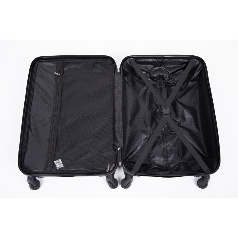 CV 3 Piece Luggage Sets ABS Lightweight Suitcase with Two Hooks, Spinner Wheels, TSA Lock, (20/24/28) Black