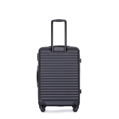 CV 3 Piece Luggage Sets ABS Lightweight Suitcase with Two Hooks, Spinner Wheels, TSA Lock, (20/24/28) Black