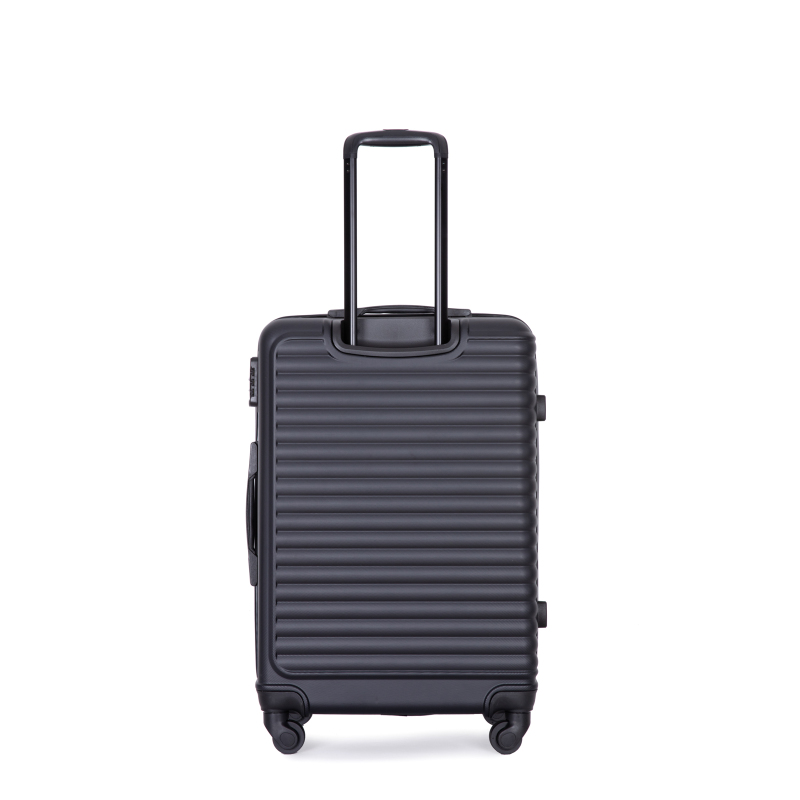 CV 3 Piece Luggage Sets ABS Lightweight Suitcase with Two Hooks, Spinner Wheels, TSA Lock, (20/24/28) Black