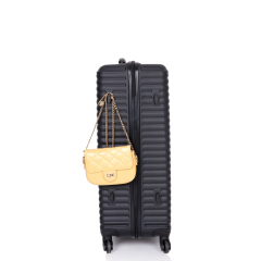 CV 3 Piece Luggage Sets ABS Lightweight Suitcase with Two Hooks, Spinner Wheels, TSA Lock, (20/24/28) Black
