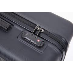 CV 3 Piece Luggage Sets ABS Lightweight Suitcase with Two Hooks, Spinner Wheels, TSA Lock, (20/24/28) Black