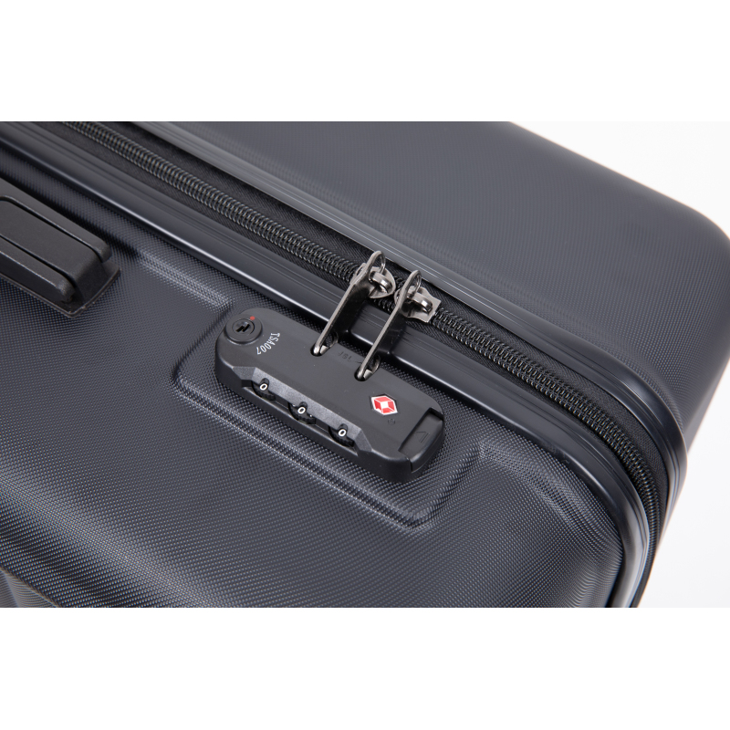 CV 3 Piece Luggage Sets ABS Lightweight Suitcase with Two Hooks, Spinner Wheels, TSA Lock, (20/24/28) Black