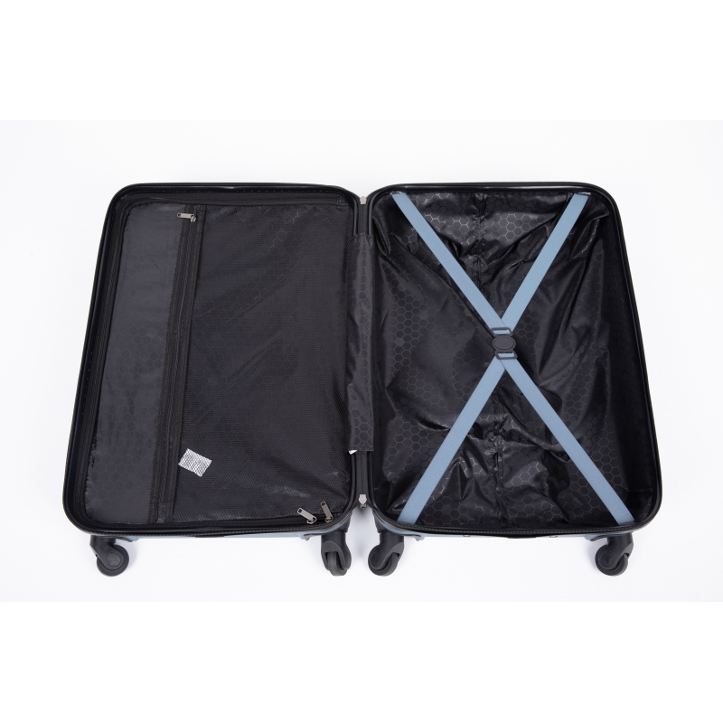 3 Pieces Luggage Sets ABS Lightweight Suitcase with Two Hooks, Spinner Wheels, TSA Lock, (20/24/28) Blue