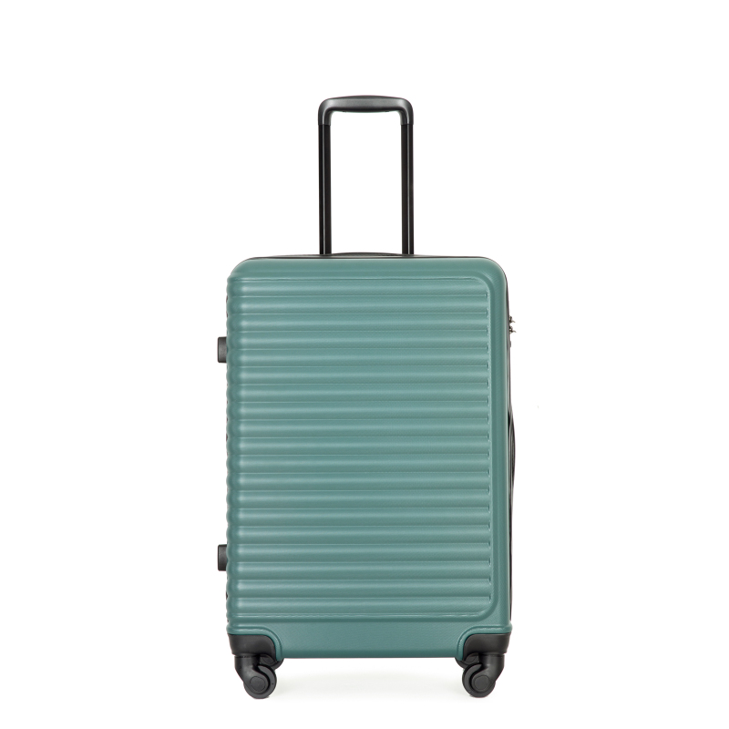 3 Pieces Luggage Sets ABS Lightweight Suitcase with Two Hooks, Spinner Wheels, TSA Lock, (20/24/28) Green