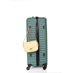 3 Pieces Luggage Sets ABS Lightweight Suitcase with Two Hooks, Spinner Wheels, TSA Lock, (20/24/28) Green