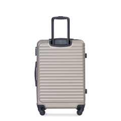 3 Pieces Luggage Sets ABS Lightweight Suitcase with Two Hooks, Spinner Wheels, TSA Lock, (20/24/28) Gold