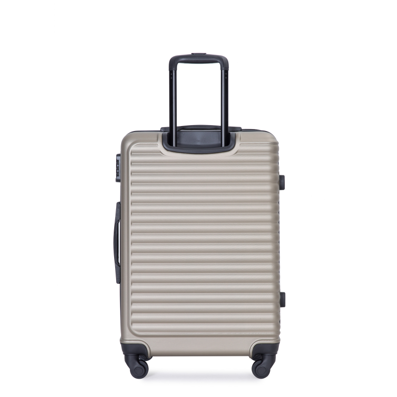 3 Pieces Luggage Sets ABS Lightweight Suitcase with Two Hooks, Spinner Wheels, TSA Lock, (20/24/28) Gold