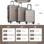 3 Pieces Luggage Sets ABS Lightweight Suitcase with Two Hooks, Spinner Wheels, TSA Lock, (20/24/28) Gold
