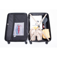 3 Pieces Luggage Sets ABS Lightweight Suitcase with Two Hooks, Spinner Wheels, TSA Lock, (20/24/28) Gold