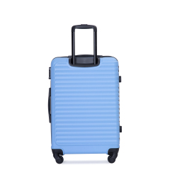 3 Pieces Luggage Sets ABS Lightweight Suitcase with Two Hooks, Spinner Wheels, TSA Lock, (20/24/28) Light Blue