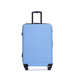 3 Pieces Luggage Sets ABS Lightweight Suitcase with Two Hooks, Spinner Wheels, TSA Lock, (20/24/28) Light Blue