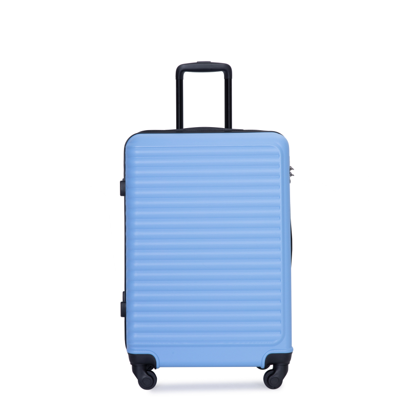 3 Pieces Luggage Sets ABS Lightweight Suitcase with Two Hooks, Spinner Wheels, TSA Lock, (20/24/28) Light Blue