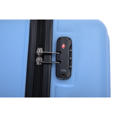 3 Pieces Luggage Sets ABS Lightweight Suitcase with Two Hooks, Spinner Wheels, TSA Lock, (20/24/28) Light Blue