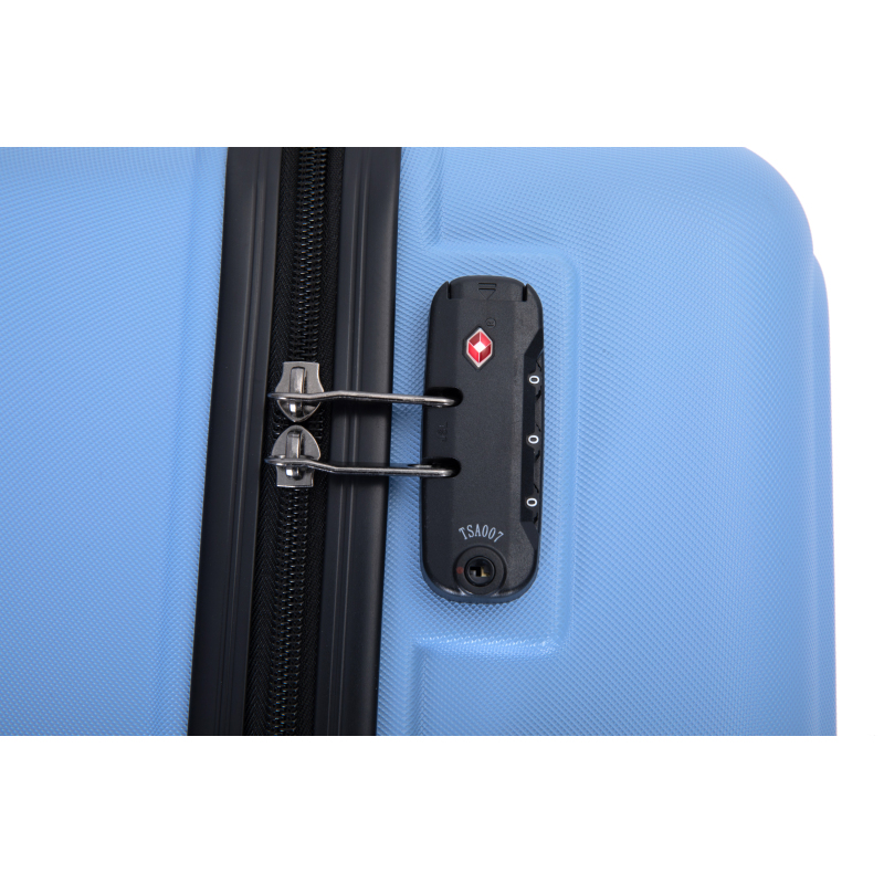 3 Pieces Luggage Sets ABS Lightweight Suitcase with Two Hooks, Spinner Wheels, TSA Lock, (20/24/28) Light Blue