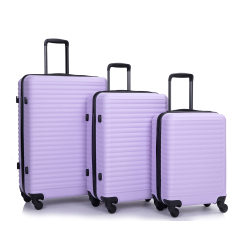 3 Pieces Luggage Sets ABS Lightweight Suitcase with Two Hooks, Spinner Wheels, TSA Lock, (20/24/28)Lighr Purple