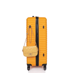 3 Pieces Luggage Sets ABS Lightweight Suitcase with Two Hooks, Spinner Wheels, TSA Lock, (20/24/28) Orange