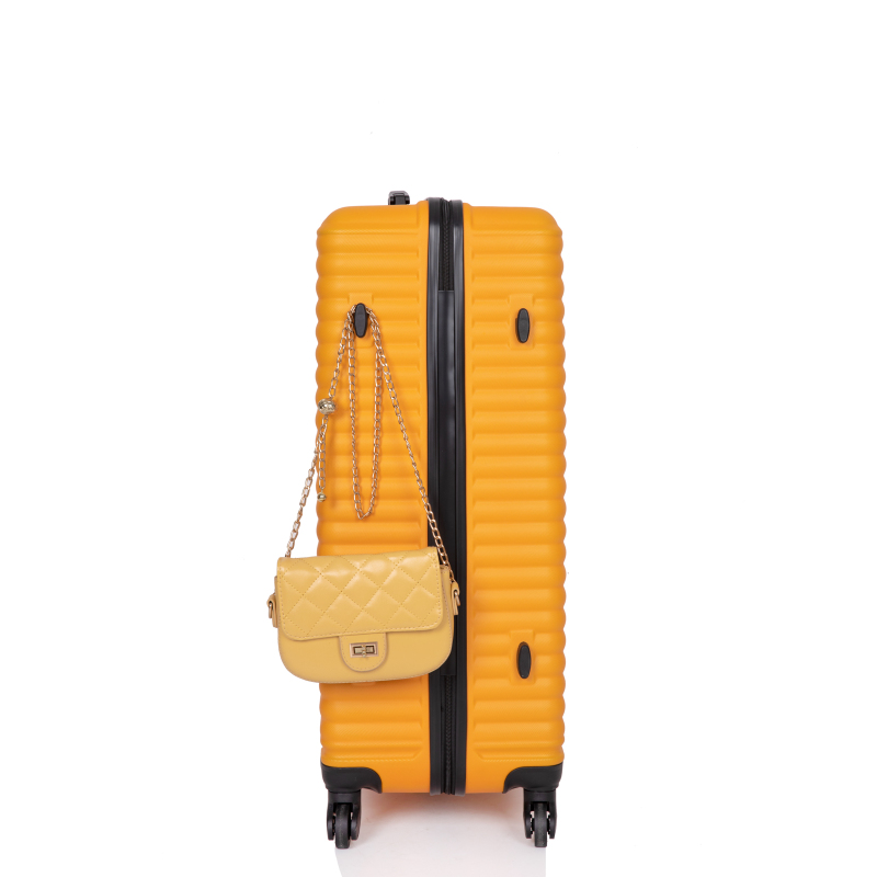 3 Pieces Luggage Sets ABS Lightweight Suitcase with Two Hooks, Spinner Wheels, TSA Lock, (20/24/28) Orange