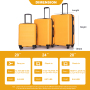3 Pieces Luggage Sets ABS Lightweight Suitcase with Two Hooks, Spinner Wheels, TSA Lock, (20/24/28) Orange