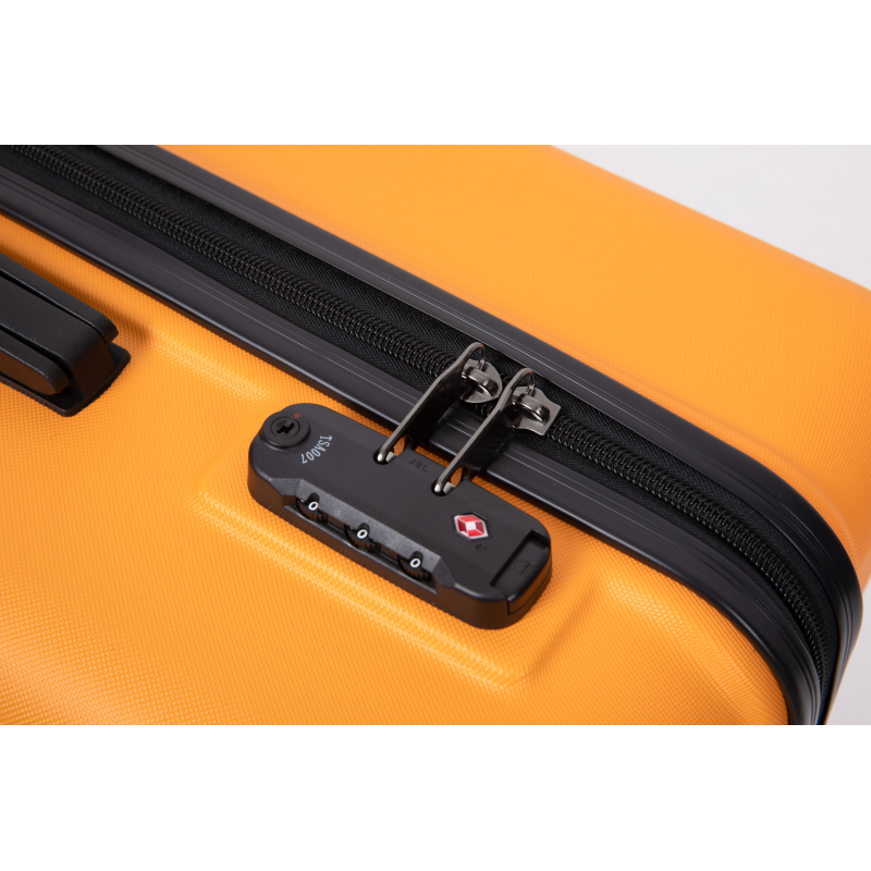 3 Pieces Luggage Sets ABS Lightweight Suitcase with Two Hooks, Spinner Wheels, TSA Lock, (20/24/28) Orange