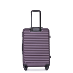 3 Pieces Luggage Sets ABS Lightweight Suitcase with Two Hooks, Spinner Wheels, TSA Lock, (20/24/28) Purple