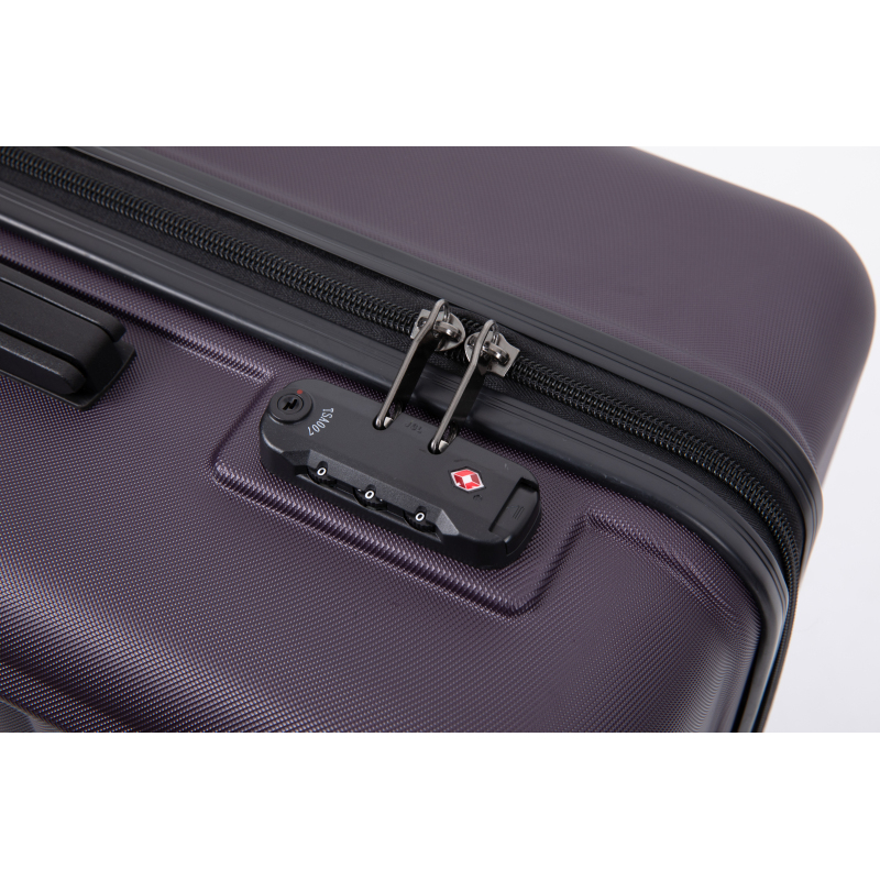 3 Pieces Luggage Sets ABS Lightweight Suitcase with Two Hooks, Spinner Wheels, TSA Lock, (20/24/28) Purple