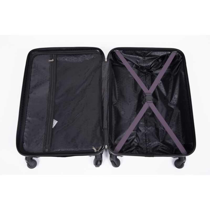 3 Pieces Luggage Sets ABS Lightweight Suitcase with Two Hooks, Spinner Wheels, TSA Lock, (20/24/28) Purple