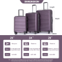3 Pieces Luggage Sets ABS Lightweight Suitcase with Two Hooks, Spinner Wheels, TSA Lock, (20/24/28) Purple