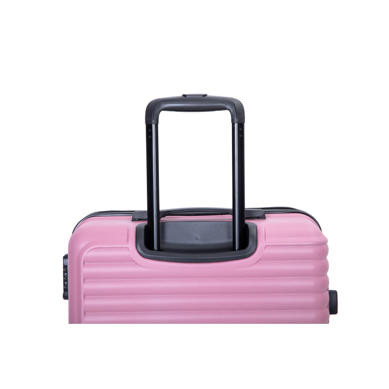 3 Pieces Luggage Sets ABS Lightweight Suitcase with Two Hooks, Spinner Wheels, TSA Lock, (20/24/28) Pink