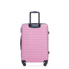 3 Pieces Luggage Sets ABS Lightweight Suitcase with Two Hooks, Spinner Wheels, TSA Lock, (20/24/28) Pink