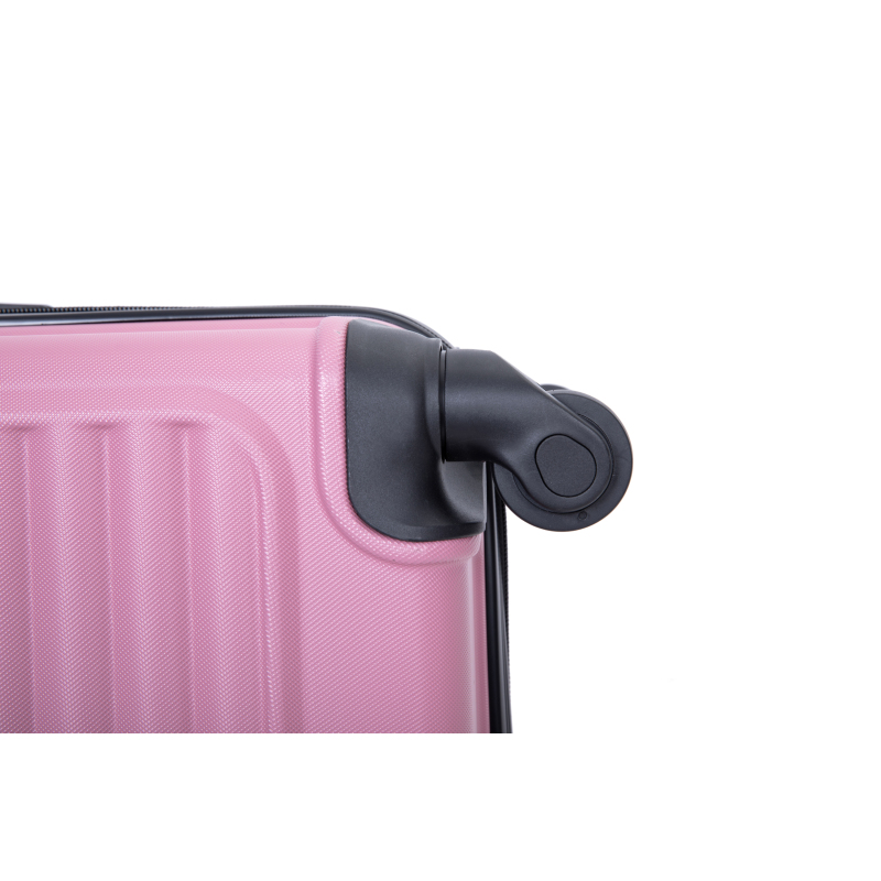 3 Pieces Luggage Sets ABS Lightweight Suitcase with Two Hooks, Spinner Wheels, TSA Lock, (20/24/28) Pink