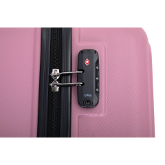 3 Pieces Luggage Sets ABS Lightweight Suitcase with Two Hooks, Spinner Wheels, TSA Lock, (20/24/28) Pink